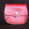 porte-monnaie, médiéval, escarcelle, rouge, cuir, cuir à tannage végétal, artisanat, l'Âge du Cuir, France