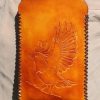 étui téléphone oiseau, cuir, cuir à tannage végétal, artisanat, l'Âge du Cuir, France