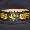 sangle guitare florale, cuir de vache pleine fleur à tannage végétal, l'âge du cuir, maroquinerie artisanale, Dordogne, France
