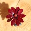 bague grande fleur acajou, cuir végétal, l'âge du cuir, maroquinerie artisanale, dordogne, france