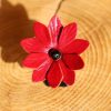 bague grande fleur rouge, cuir végétal, l'âge du cuir, maroquinerie artisanale, dordogne, france