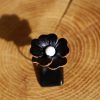 bague fleur noire, cuir végétal, l'âge du cuir, maroquinerie artisanale, dordogne, france