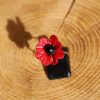 bague fleur rouge cœur noir, cuir végétal, l'âge du cuir, maroquinerie artisanale, dordogne, france