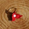 bague fleur 3 pétales, cuir végétal, l'âge du cuir, maroquinerie artisanale, dordogne, france
