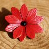 grande fleur rouge, cuir végétal, l'âge du cuir, maroquinerie artisanale, dordogne, france