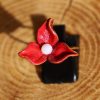 bague fleur rouge, cuir végétal, l'âge du cuir, maroquinerie artisanale, Dordogne, France