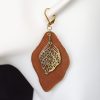 boucle d oreille feuille dentelle marron, tannage végétal, l'âge du cuir, maroquinerie artisanale éthique et responsable, Dordogne, France