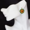 boucle d oreille fleur tournesol vert, l'âge du cuir, maroquinerie artisanale éthique et responsable, dordogne, france