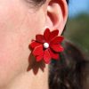 boucle d oreille rouge, tannage végétal, l'âge du cuir, maroquinerie artisanale éthique et responsable, dordogne, france
