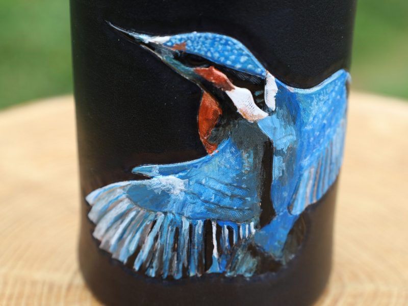 pot à crayons cuir martin pêcheur, cuir végétal, l'âge du cuir, maroquinerie artisanale, dordogne, france