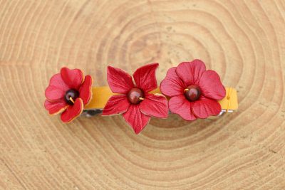 barrette cheveux,cuir végétal, l'âge du cuir, maroquinerie artisanale, dordogne, france