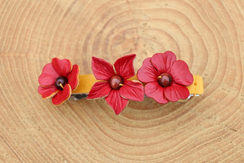 barrette cheveux,cuir végétal, l'âge du cuir, maroquinerie artisanale, dordogne, france