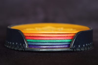 sous verre fleur de lotus, cuir végétal, l'âge du cuir, maroquinerie artisanale, Dordogne, France