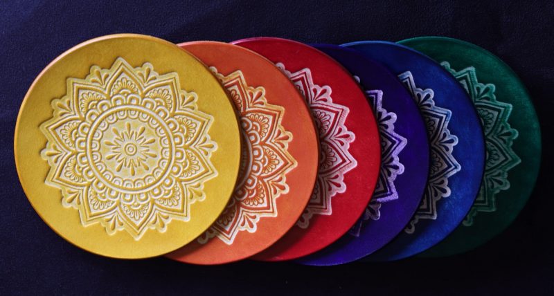 sous verre mandala, cuir végétal, l'âge du cuir, maroquinerie artisanale, Dordogne, France