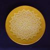sous verre mandala jaune, cuir végétal, l'âge du cuir, maroquinerie artisanale, Dordogne, France