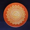 sous verre mandala orange, cuir végétal, l'âge du cuir, maroquinerie artisanale, Dordogne, France