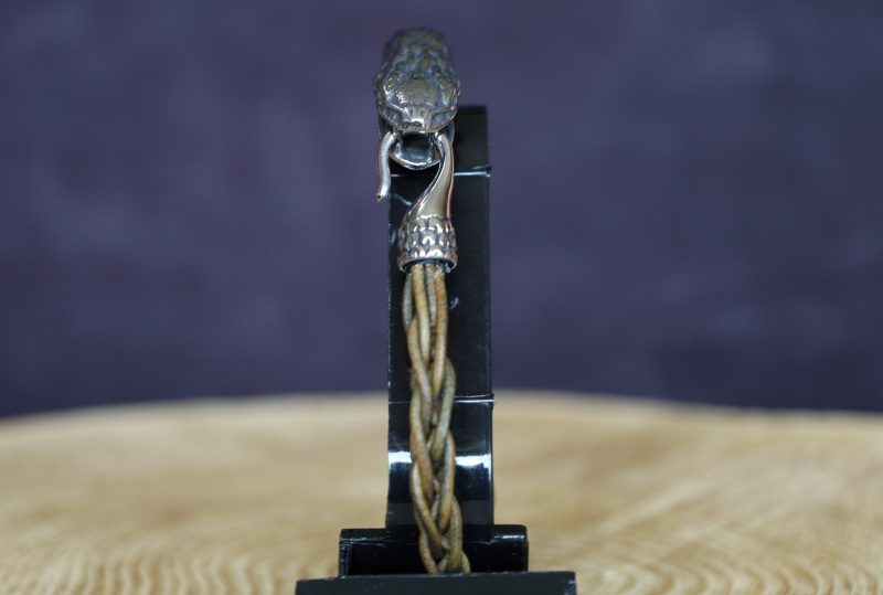 bracelet homme cuir tressé serpent, cuir végétal, l'âge du cuir, maroquinerie artisanale, Dordogne, France