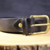 ceinture haut de gamme noire boucle laiton, cuir à tannage végétal, l'âge du cuir, maroquinerie artisanale, Dordogne, France
