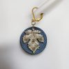boucle d oreille bleu rond feuille, l'âge du cuir, maroquinerie artisanale éthique et responsable, dordogne, france