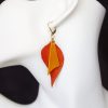 boucles d oreilles asymétriques jaune et orange 2, tannage végétal, l'âge du cuir; maroquinerie artisanale éthique et responsable, dordogne, france
