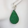 boucle d'oreilles gouttes d'eau arbre de vie verte, tannage végétal, l'âge du cuir, maroquinerie artisanale éthique et responsable, dordogne, france