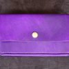 porte monnaie 3 compartiments violet, tannage végétal, l'Âge du Cuir, maroquinerie artisanale éthique et responsable française, Dordogne