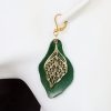 boucle d oreille feuille verte dentelle, tannage végétal, l'âge du cuir, maroquinerie artisanale éthique et responsable, dordogne, france
