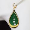 boucles d'oreilles pendantes goutte d'eau verte, tannage végétal, l'âge du cuir, maroquinerie artisanale éthique et responsable, dordogne, france