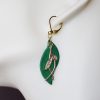 boucles d'oreilles pendantes vertes, tannage végétal, l'âge du cuir, maroquinerie artisanale éthique et responsable, Dordogne, France