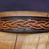 bracelet cuir homme tressé, viking, sami, tannage végétal, marron foncé, maroquinerie artisanale éthique et responsable, dordogne, france