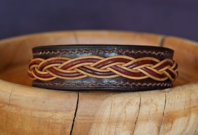 bracelet cuir homme tressé, viking, sami, tannage végétal, marron foncé, maroquinerie artisanale éthique et responsable, dordogne, france