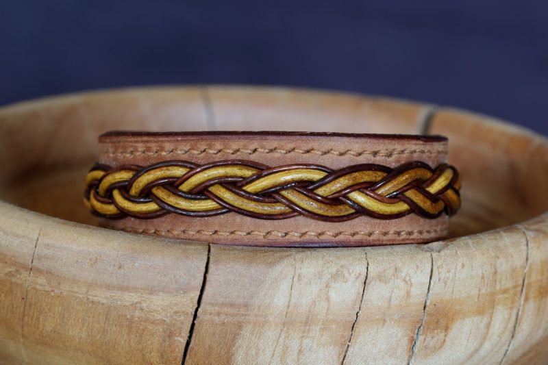 bracelet cuir homme tressé, viking, sami, tannage végétal, maroquinerie artisanale éthique et responsable, dordogne, france