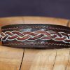 bracelet homme cuir tressé, viking, sami, tannage végétal, marron foncé, maroquinerie artisanale éthique et responsable, dordogne, france
