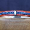 bracelet viking orange et bleu petite perle rectangulaire Eldblå, tannage végétal, l'âge du cuir, maroquinerie artisanale éthique et responsable, Dordogne, France
