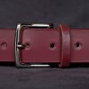 ceinture Livan 35G cherry, tannage végétal, l'âge du cuir, maroquinerie artisanale éthique et responsable, Dordogne, France