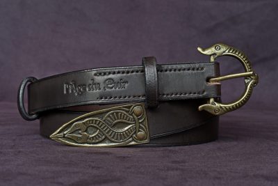 ceinture viking sleipnir ébène 27B, tannage végétal, l'âge du cuir, maroquinerie artisanale éthique et responsable, Dordogne, France