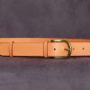 ceinture cuir haut de gamme Orbion noisette, tannage végétal, l'Âge du Cuir, maroquinerie artisanale éthique et responsable, Dordogne, France